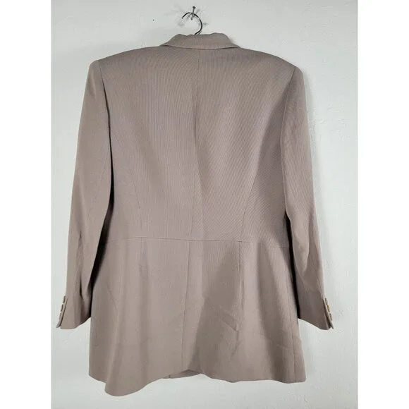 Vintage Emanuel Ungaro Womens Size 12/46 Petite Beige Three-Button Blazer Jacket